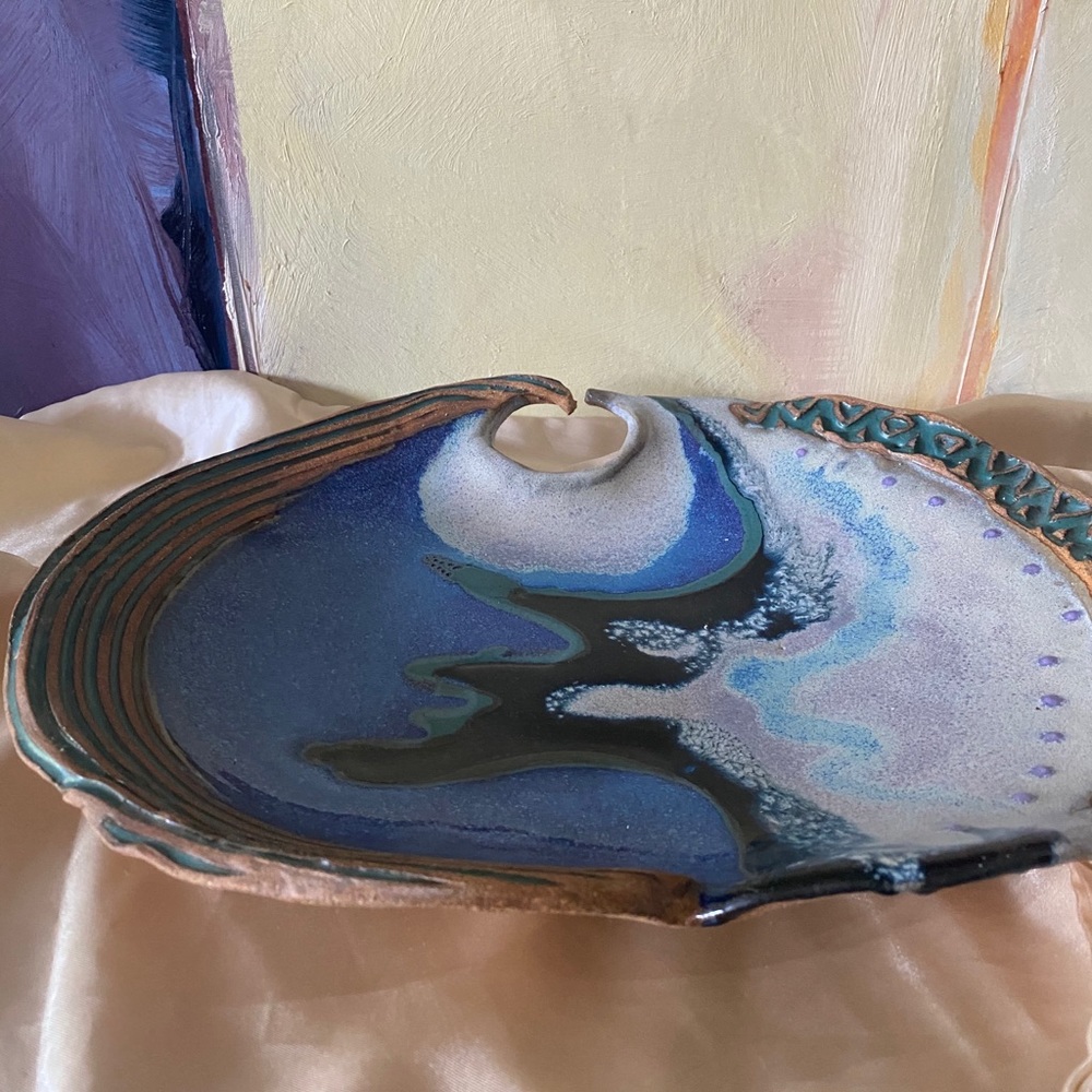Handmade ceramic glazed platter